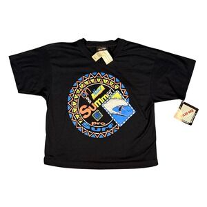 Vintage NEW Willy Dee‎ Black Summer Surf Graphic T Shirt Size L Made USA